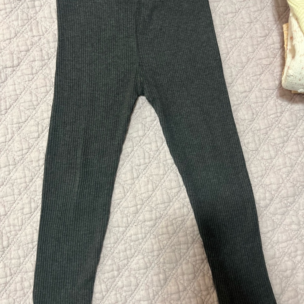 Charcoal Ribbed Kids Leggings
